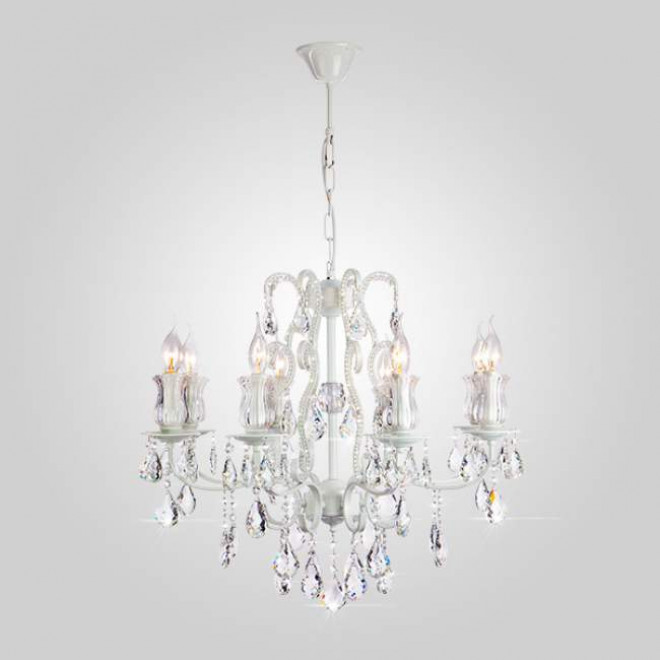 Подвесная люстра Eurosvet Blossom 10077/8 глянцевый белый/прозрачный хрусталь Strotskis