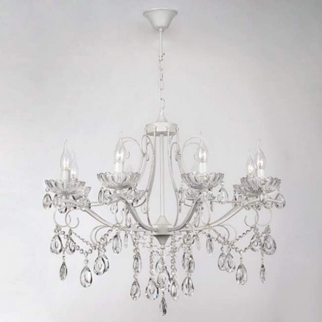 Подвесная люстра Eurosvet Нежность 10061/8 белый с золотом/прозрачный хрусталь Strotskis Подвесная люстра Eurosvet Нежность 10061/8 белый с золотом/прозрачный хрусталь Strotskis