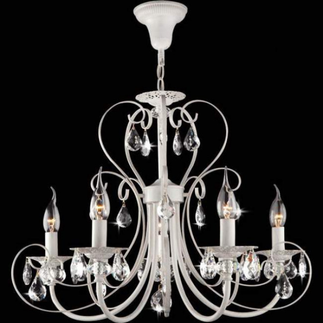 Подвесная люстра Eurosvet 3305/5 белый с золотом/прозрачный хрусталь Strotskis Подвесная люстра Eurosvet 3305/5 белый с золотом/прозрачный хрусталь Strotskis