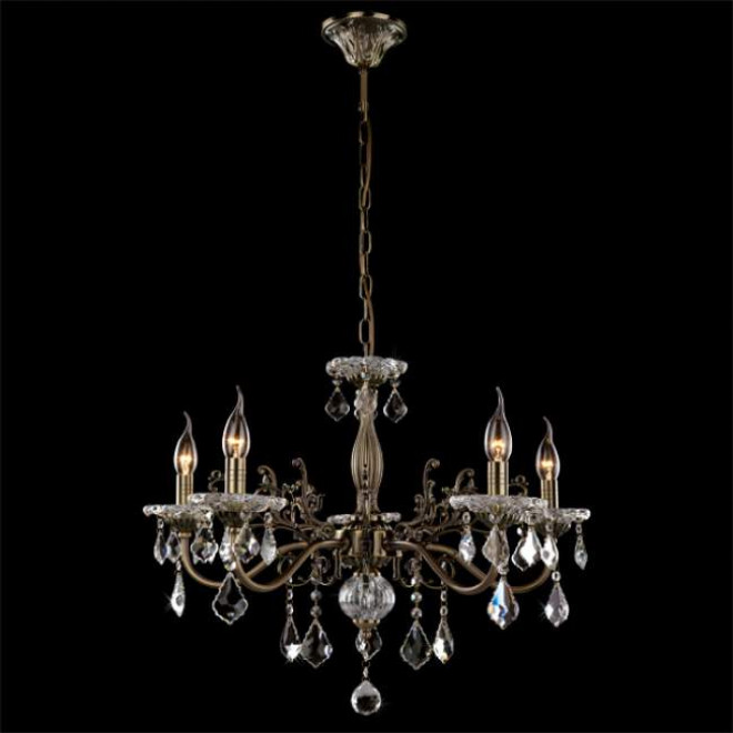 Подвесная люстра Eurosvet 3281/5 античная бронза/прозрачный хрусталь Strotskis Подвесная люстра Eurosvet 3281/5 античная бронза/прозрачный хрусталь Strotskis