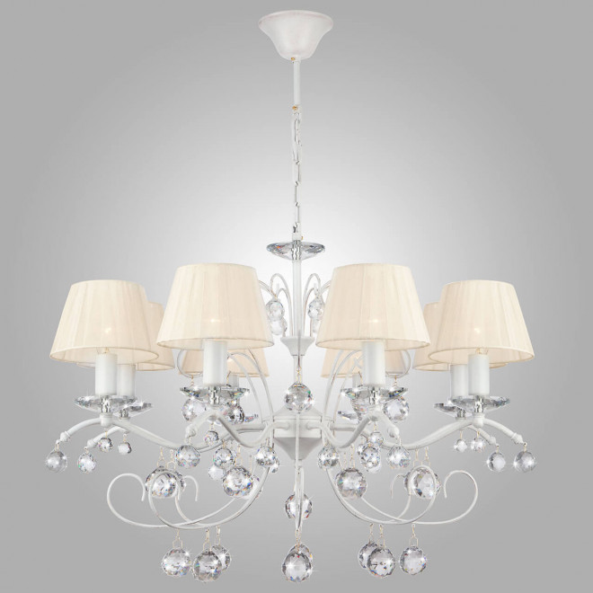 Подвесная люстра Eurosvet Эстель 10058/8 белый с золотом/прозрачный хрусталь Strotskis Подвесная люстра Eurosvet Эстель 10058/8 белый с золотом/прозрачный хрусталь Strotskis